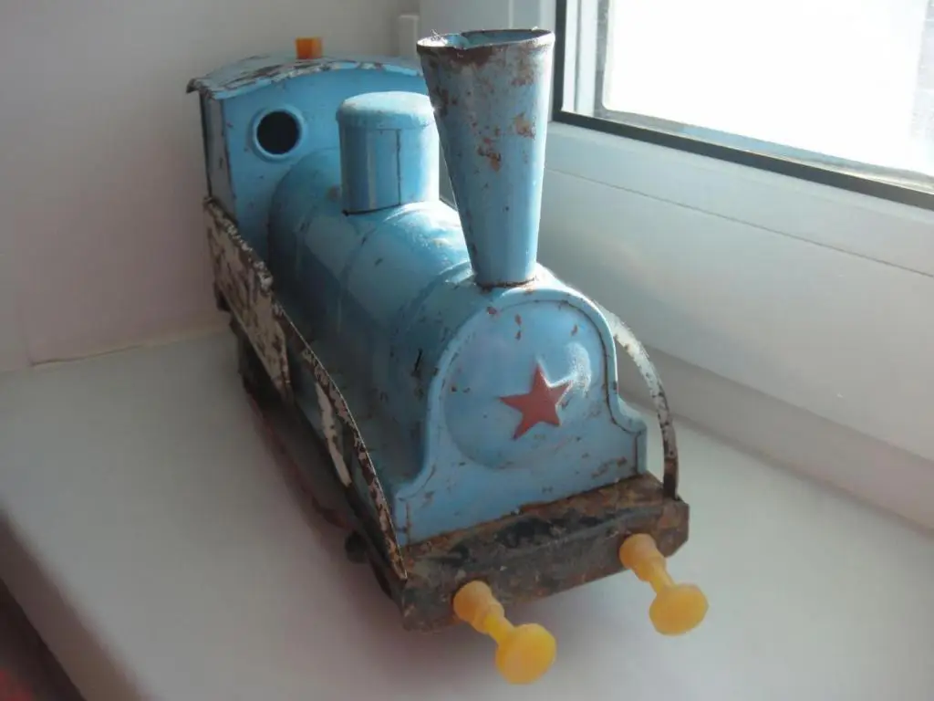 Паровоз СССР, заводной, жесть, клеймо 1