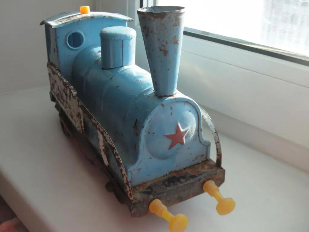 Паровоз СССР, заводной, жесть, клеймо 5