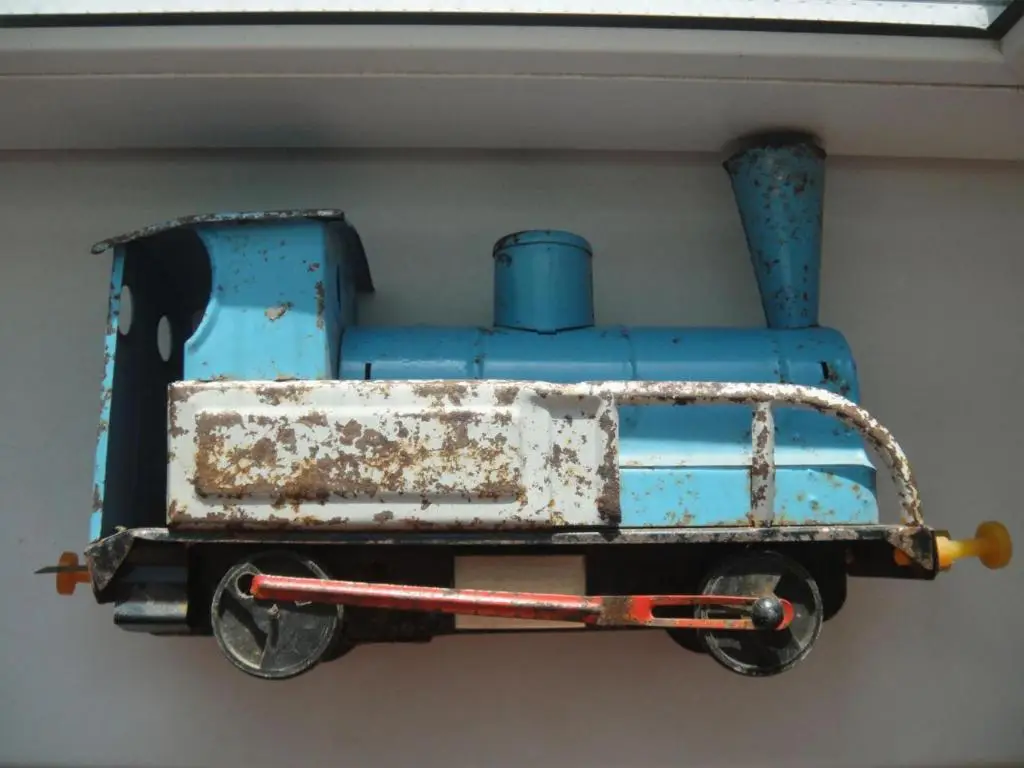 Паровоз СССР, заводной, жесть, клеймо 7