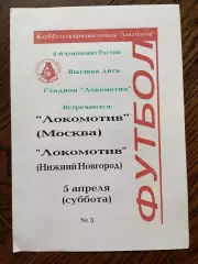 ЛОКОМОТИВ Москва – ЛОКОМОТИВ Нижний Новгород 05.04.1997 КБЛ
