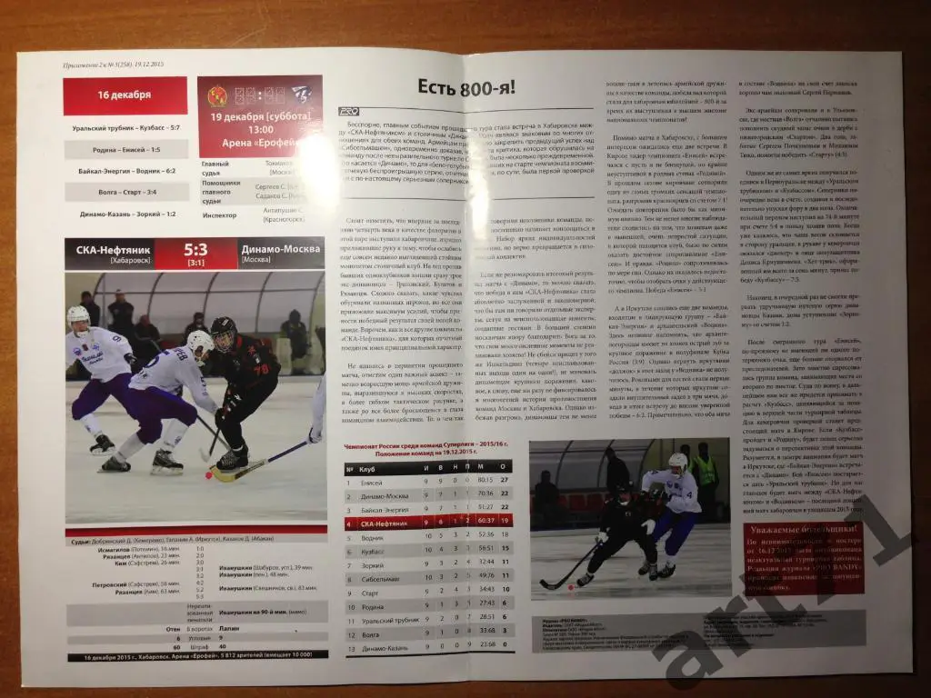 СКА-Нефтяник Хабаровск - Водник Архангельск 19.12.2015 1