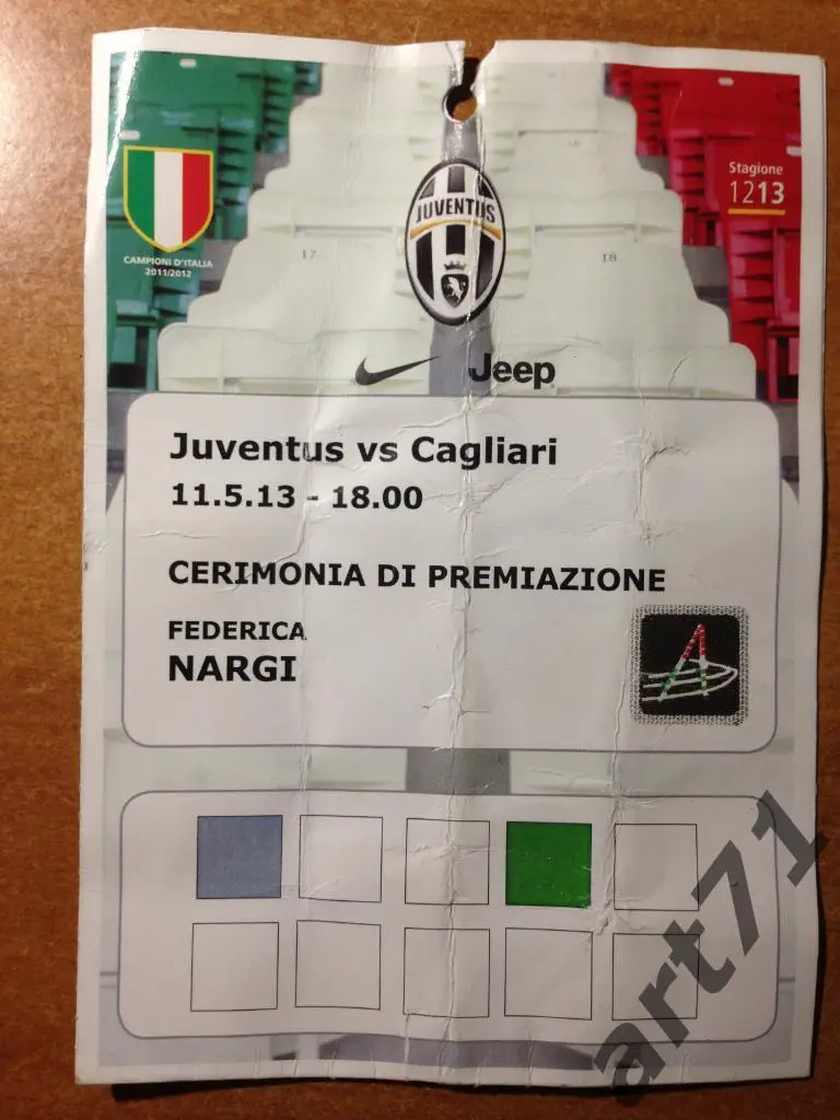 Ювентус - Кальяри Италия 2013. Аккредитация.