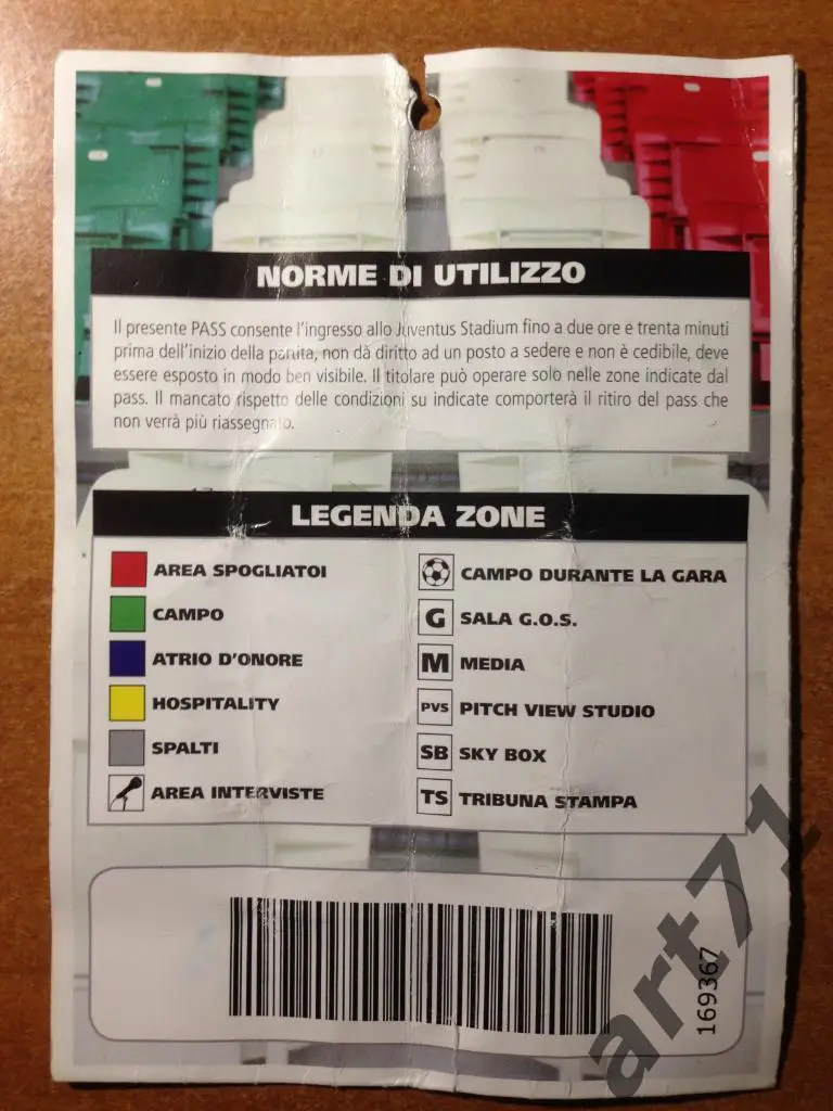 Ювентус - Кальяри Италия 2013. Аккредитация. 1