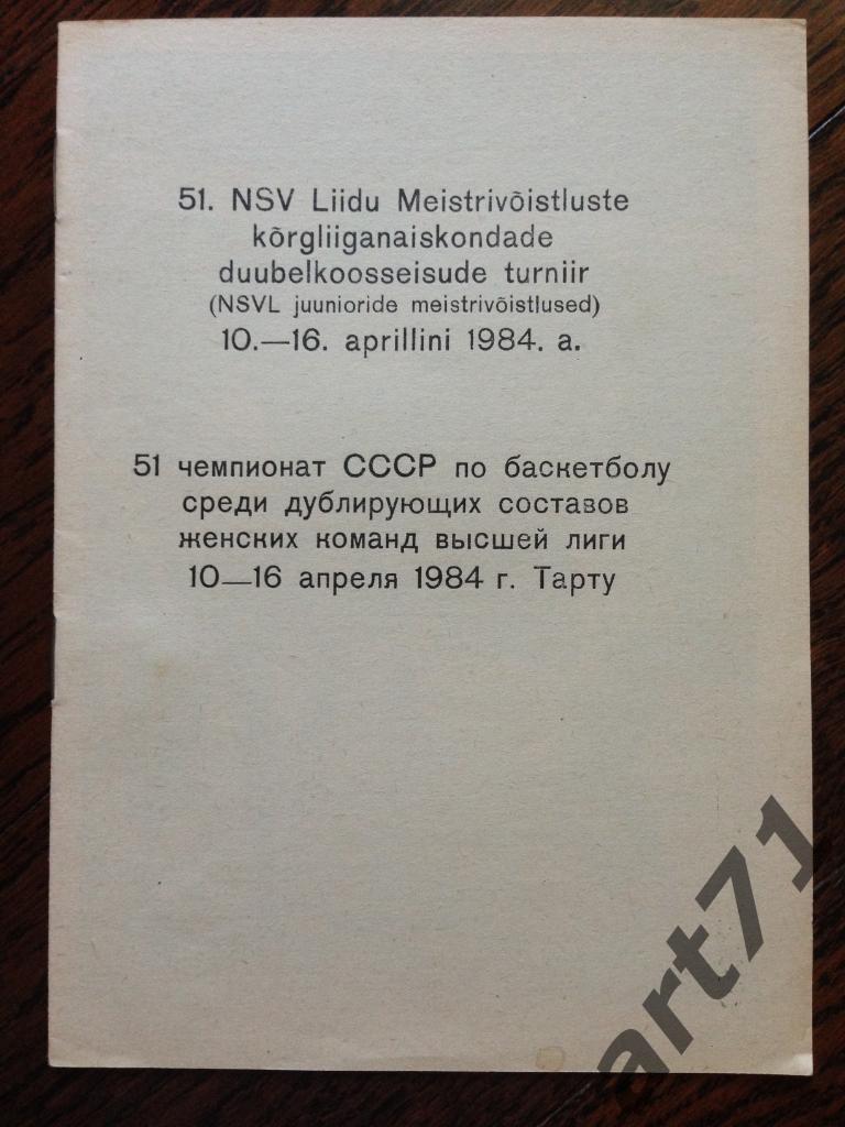 Тарту 1984 чемпионат, Ленинград, Киев, Новосибирск, Минск, ЦСКА, Пенза, Рига