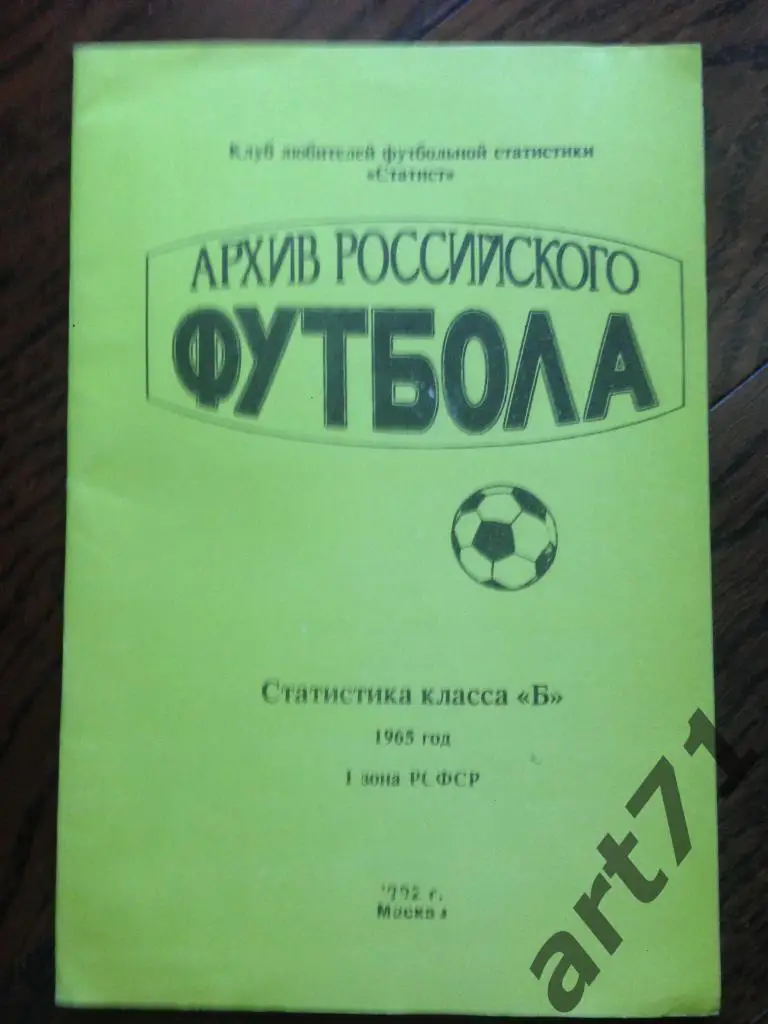 Архив российского футбола. Статистика класса Б, 1965 год, 1 зона РСФСР