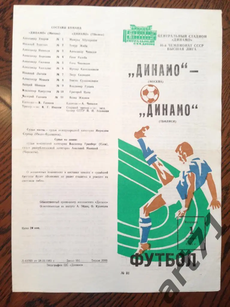 Динамо Москва - Динамо Тбилиси 1983