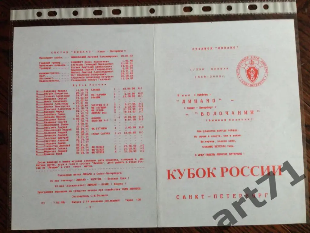 Динамо Санкт-Петербург - Волочанин Вышний Волочек 1999 кубок России