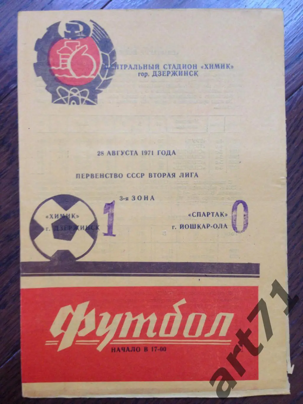 Химик Дзержинск - Спартак Йошкар-Ола 1971