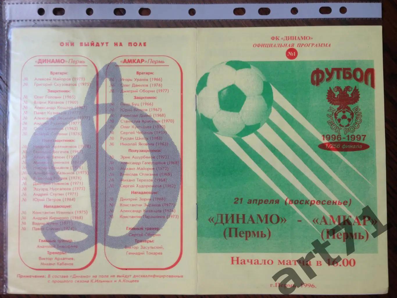 + Динамо Пермь - Амкар Пермь 1996 кубок России