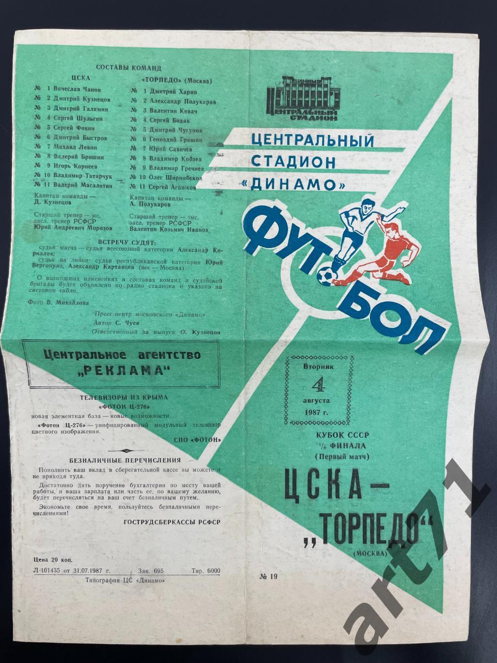 ЦСКА Москва - Торпедо Москва 1987 кубок СССР