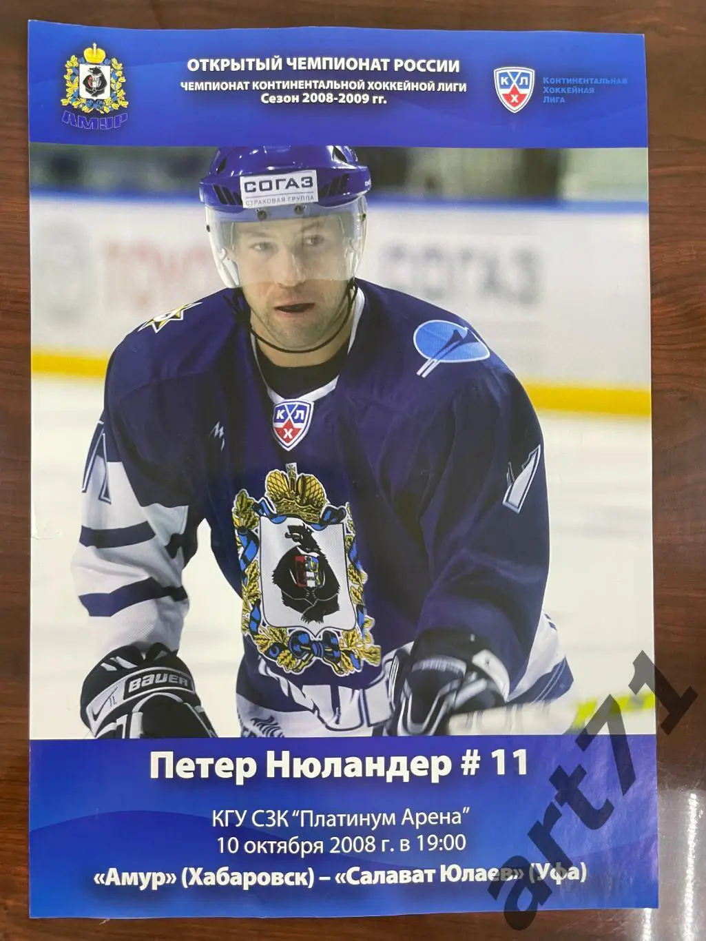 Амур Хабаровск - Салават Юлаев Уфа 10.10. 2008 программа-постер