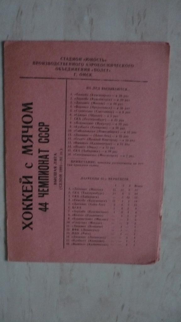 Хоккей с мячом, Омск, 1991-1992