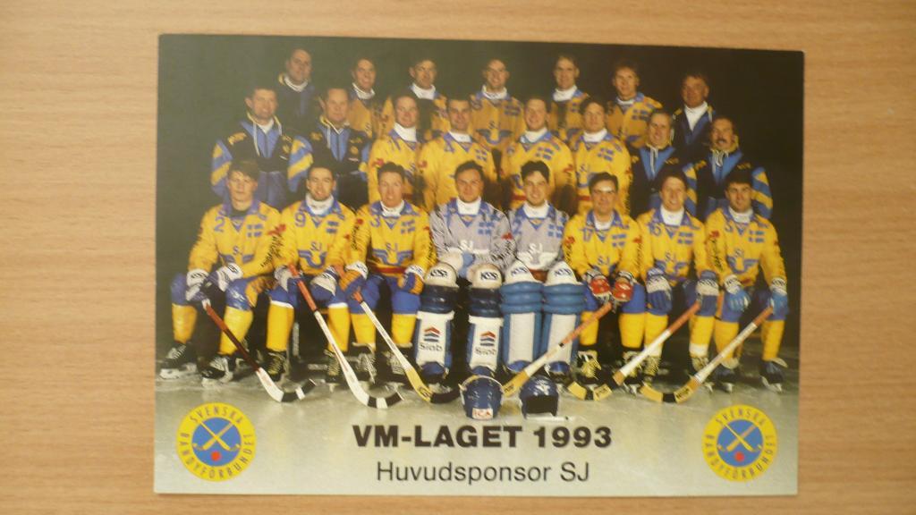 Хоккей с мячом. Сборная Швеции 1993 фото открытка