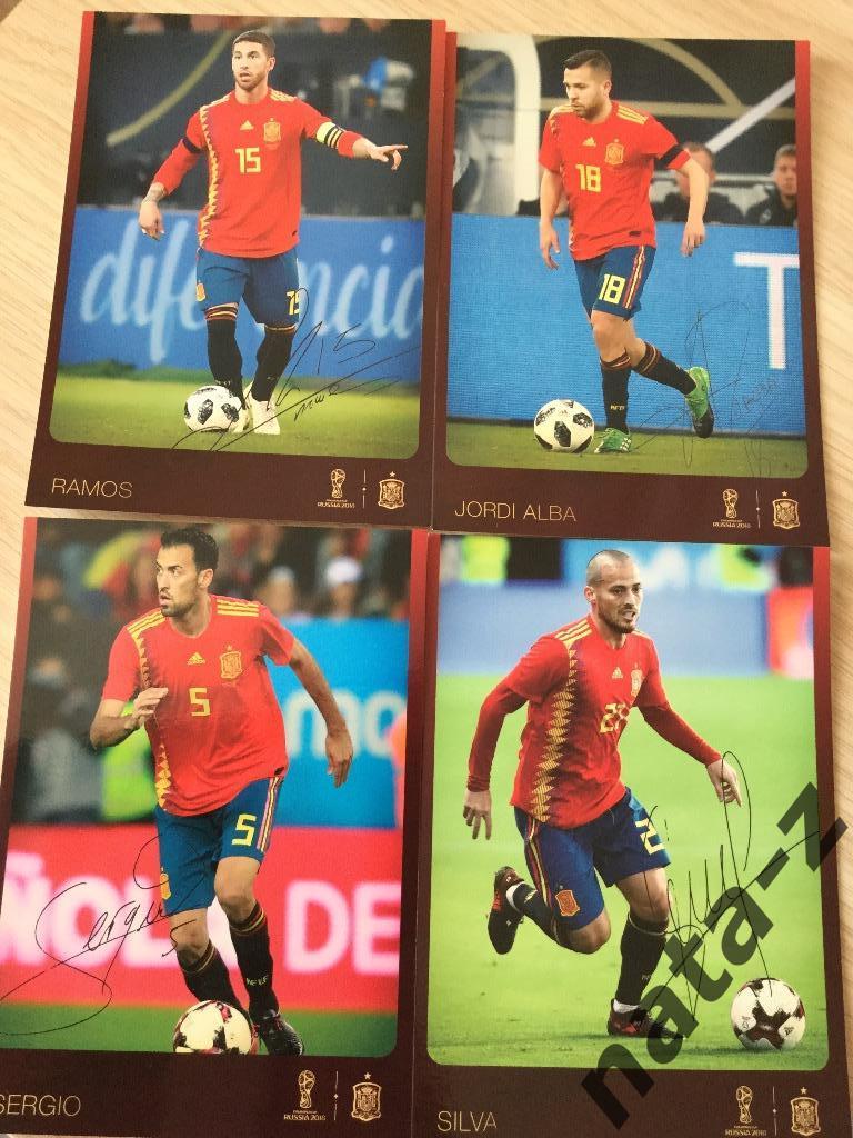 Карточки с автографами ( принтами) сборной Испании по футболу,выпущены к ЧМ 2018 3