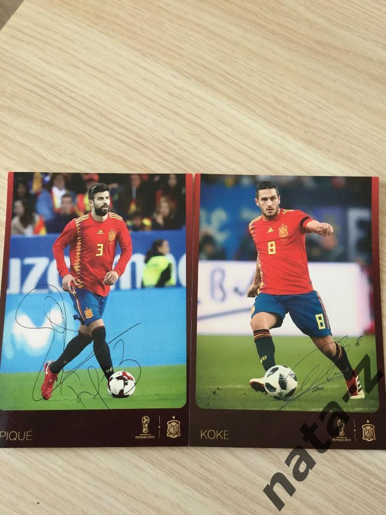 Карточки с автографами ( принтами) сборной Испании по футболу,выпущены к ЧМ 2018 4
