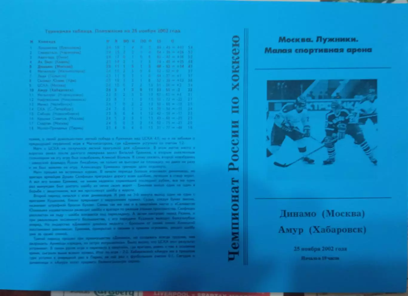 Динамо Москва - Амур Хабаровск 25.11.2002