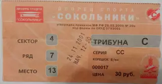 Спартак Москва - СКА Санкт-Петербург 24.11.2001