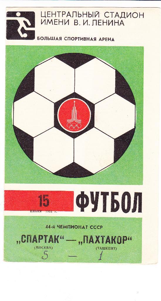 Спартак - Пахтакор 15.07.1981