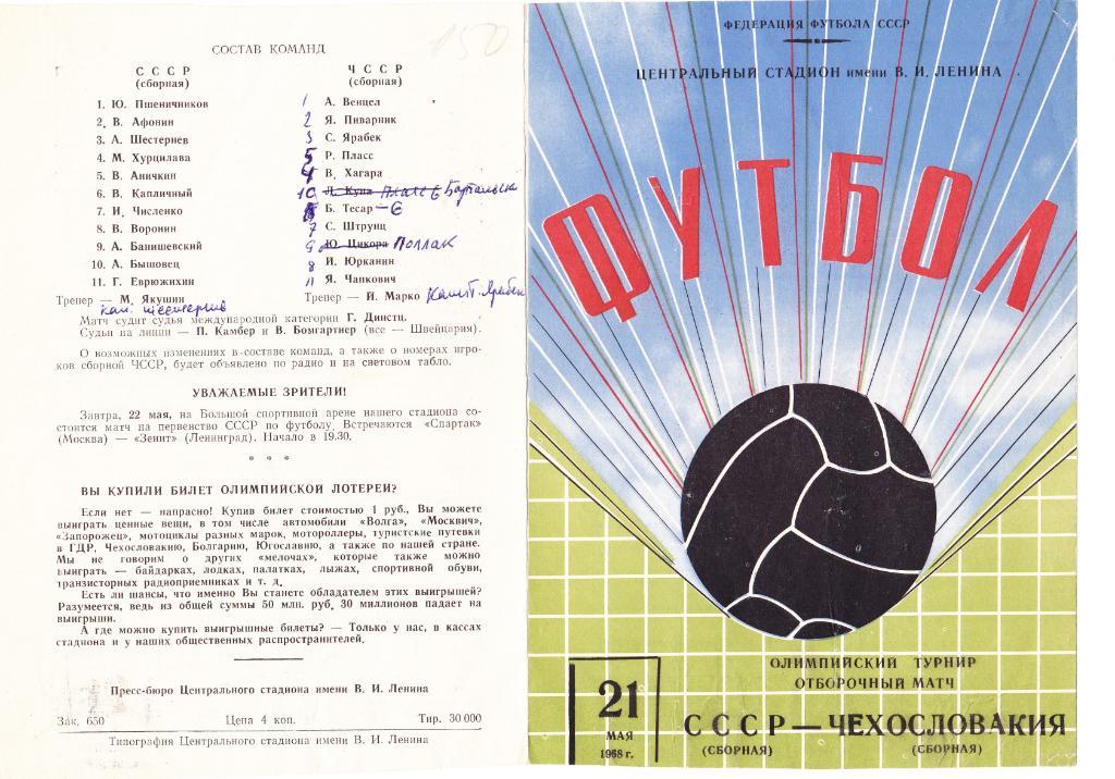 СССР - Чехословакия 21.05.1968