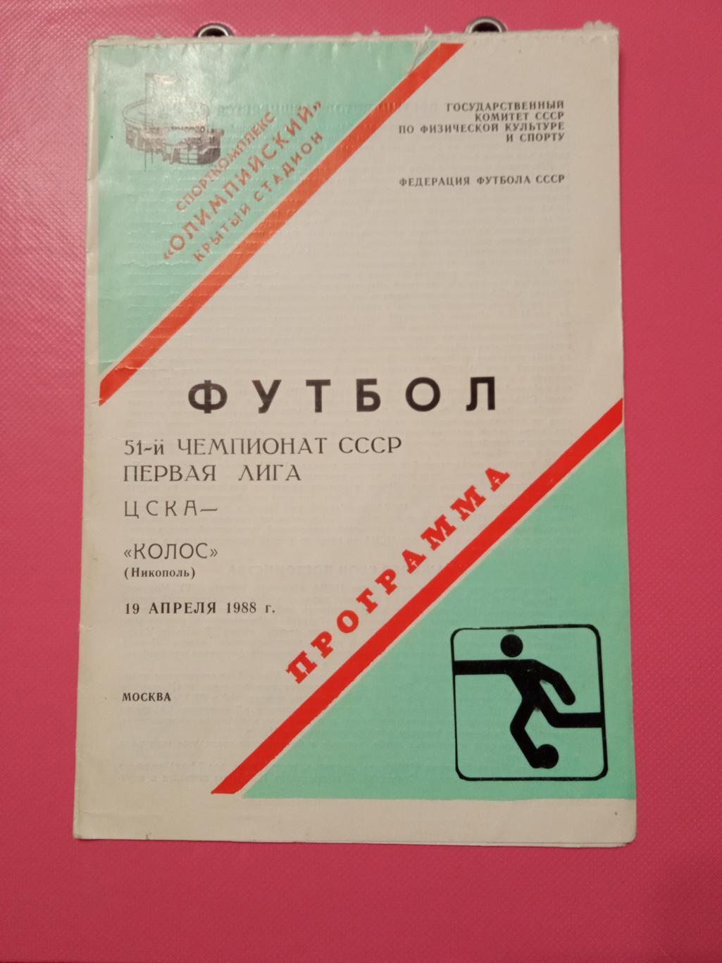 ЦСКА - Колос Никополь 19.04.1988 г.