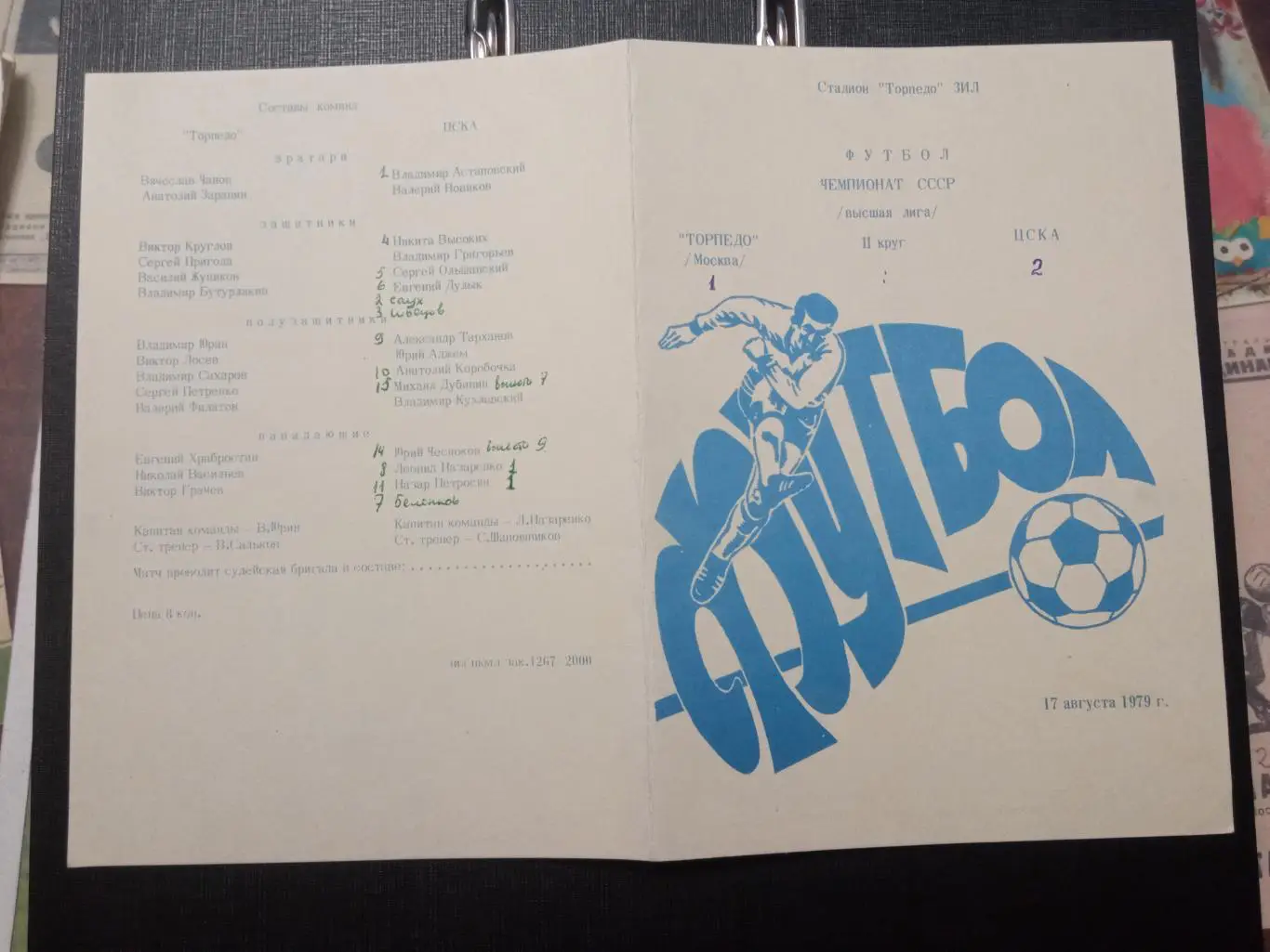 Торпедо Москва - ЦСКА 17.08.1979