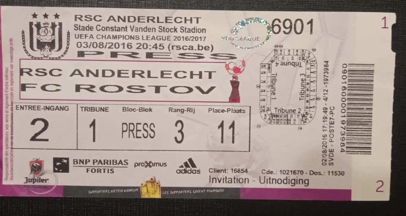 Андерлехт Бельгия - Ростов Россия 03.08.2016