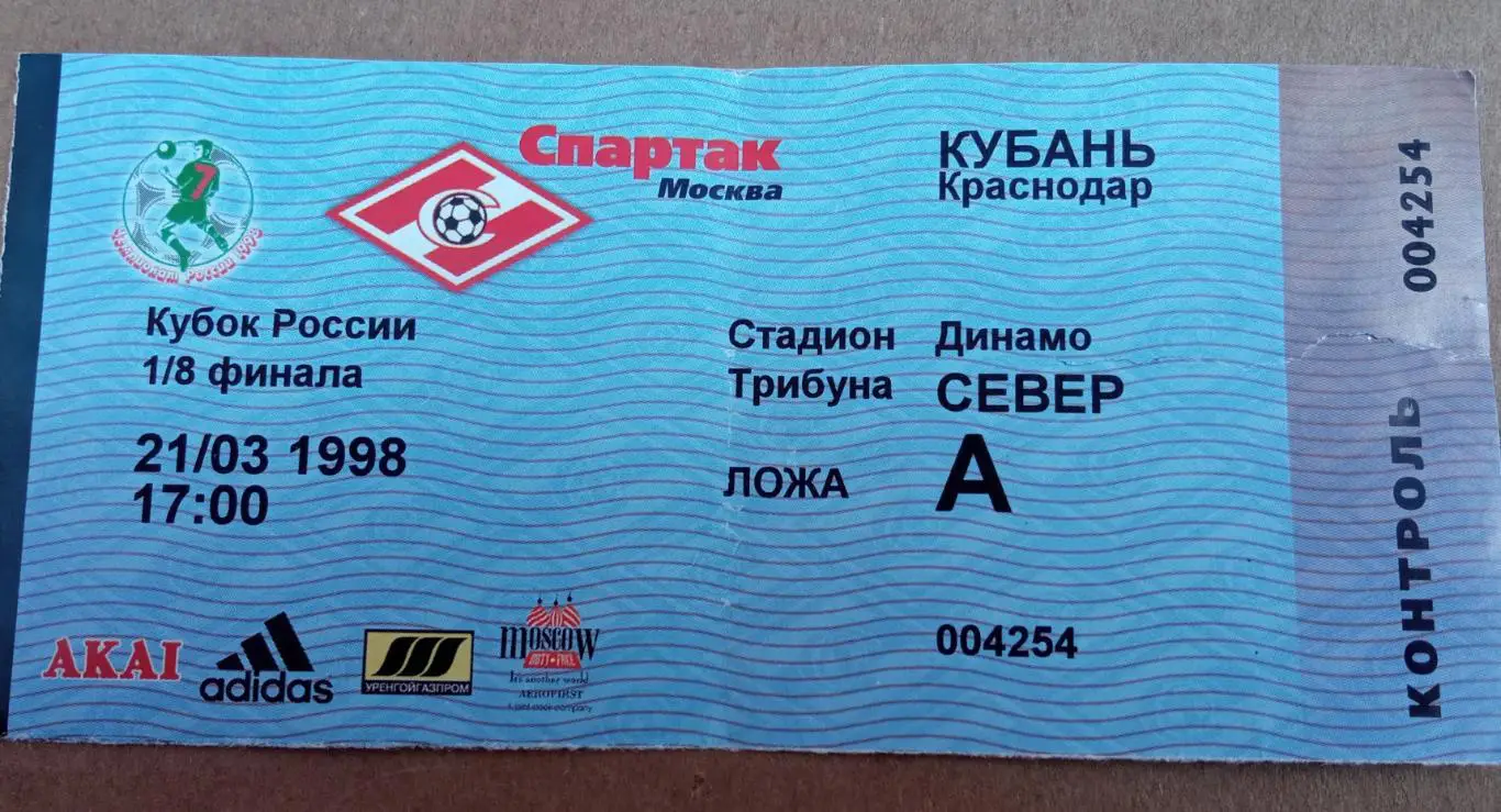 Спартак Москва - Кубань 21.03.1998 1/8 финала