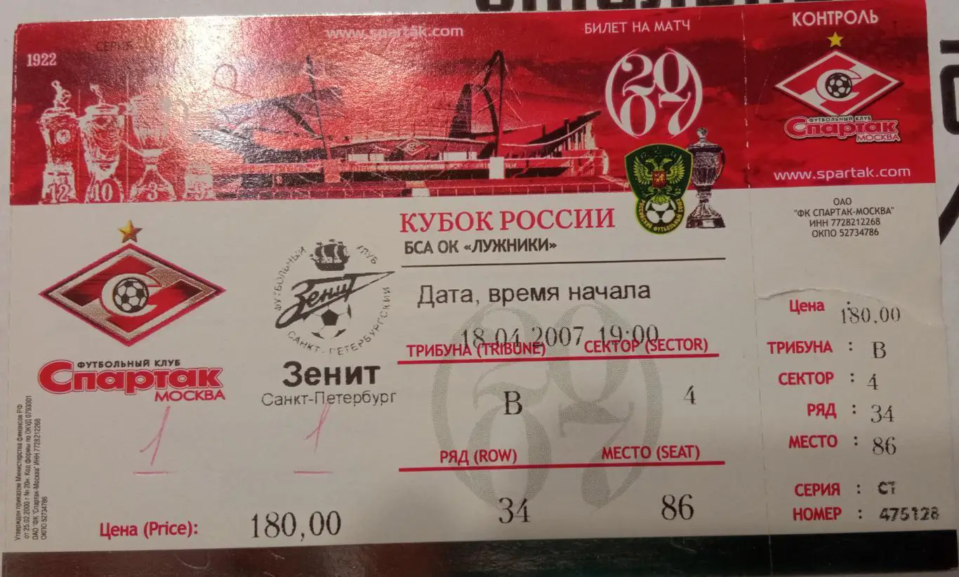 Спартак Москва - Зенит 18.04.2007
