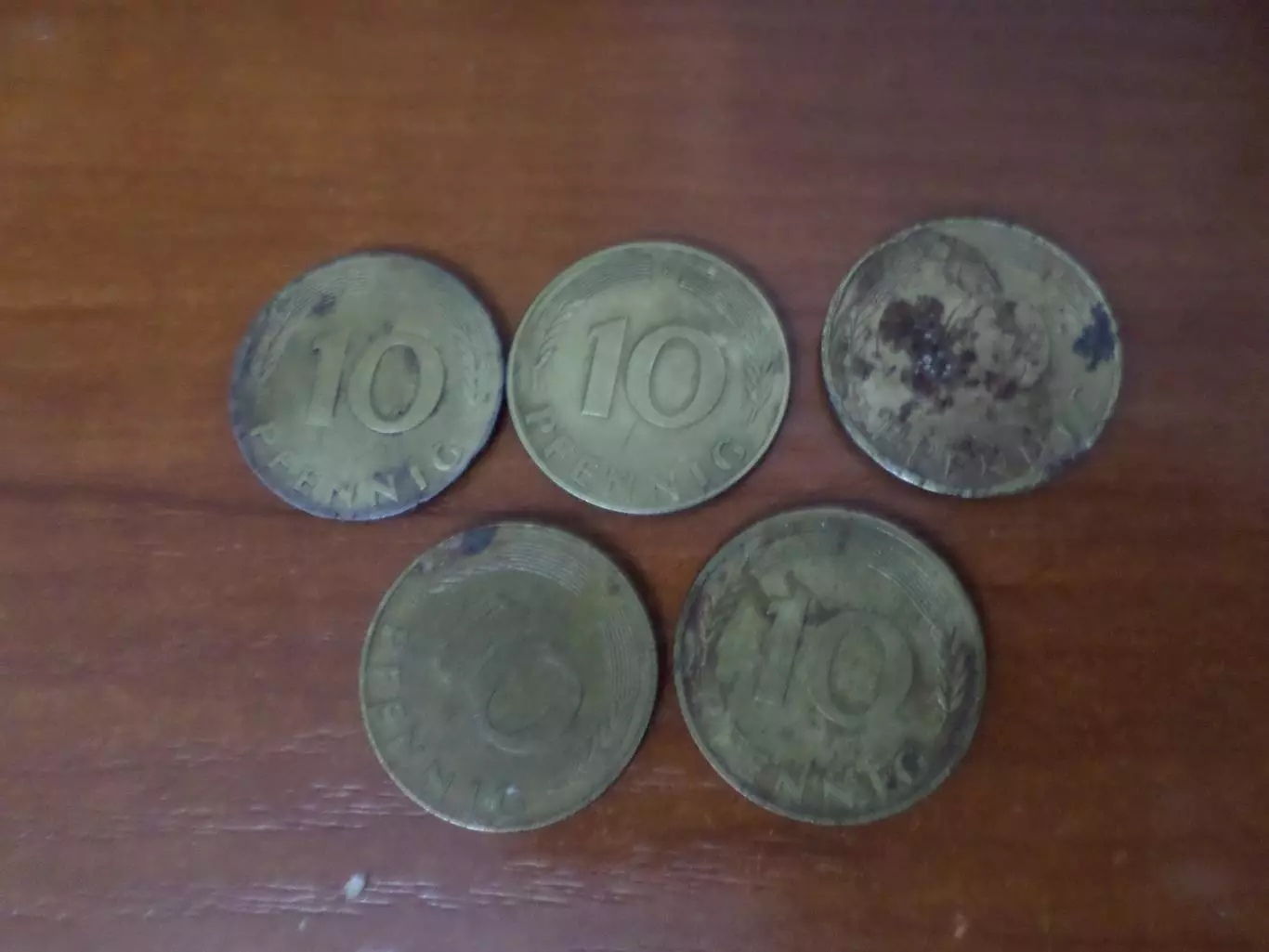 монеты 10 пфеннигов Германия ФРГ 5 шт