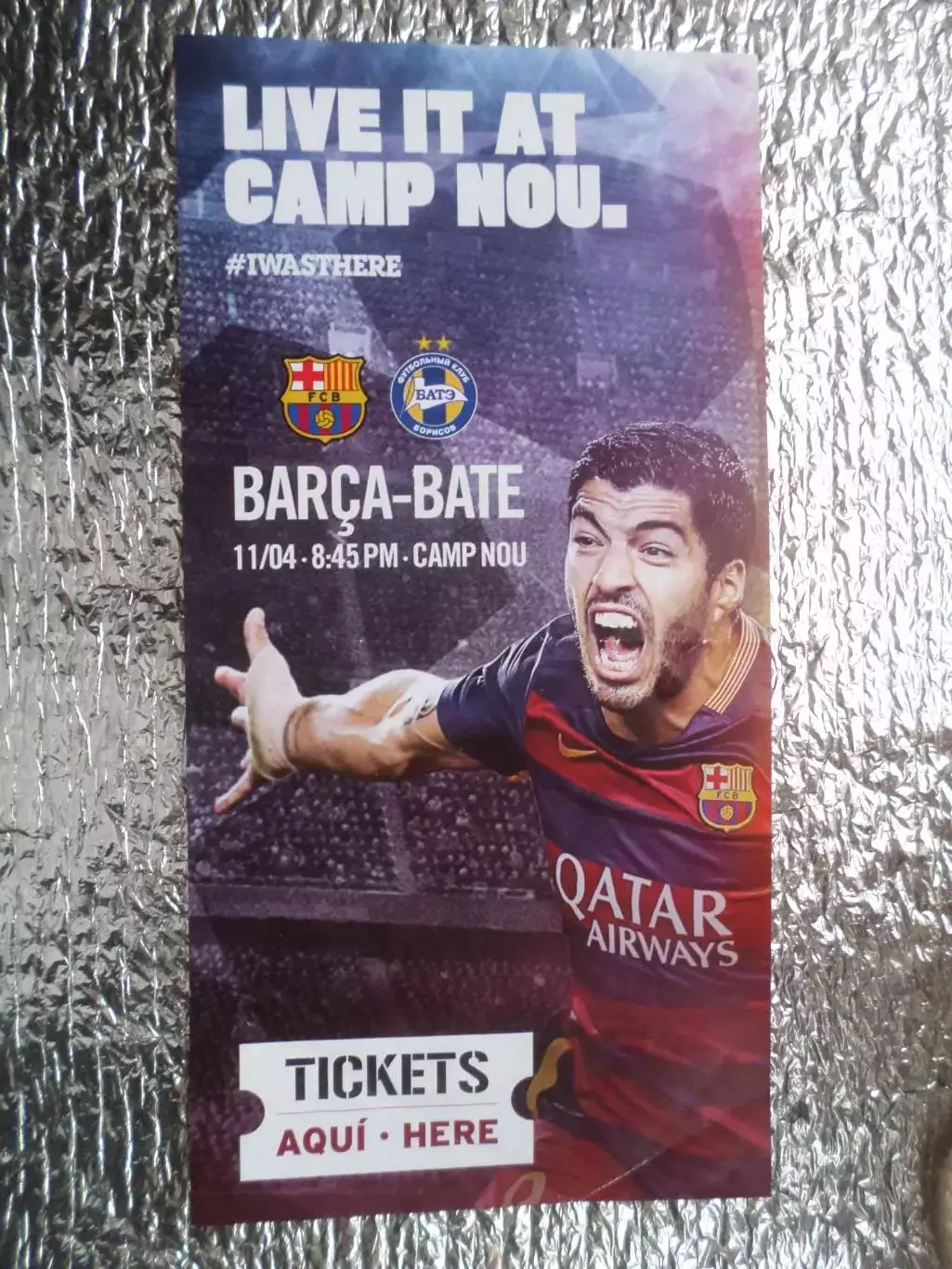 рекламка Лига Чемпионов Барселона Испания - БАТЭ Борисов 2015 г