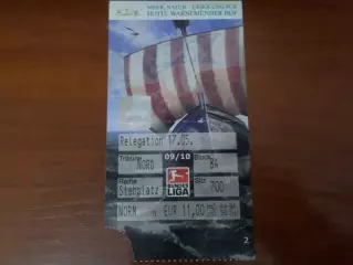 Билет к матчу Ганза Росток - Нюрнберг Германия 2009-2010 переходный матч