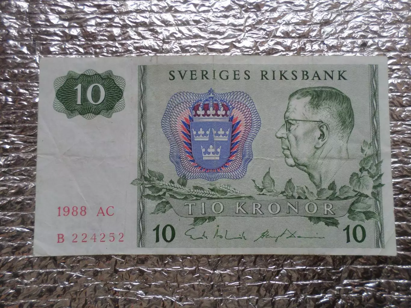 Банкнота 10 крон Швеция 1988 г