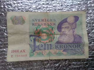 Банкнота 5 крон Швеция 1966 г