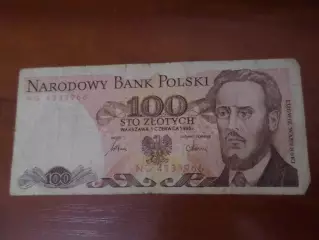 Банкнота 100 злотых Польша 1986 г