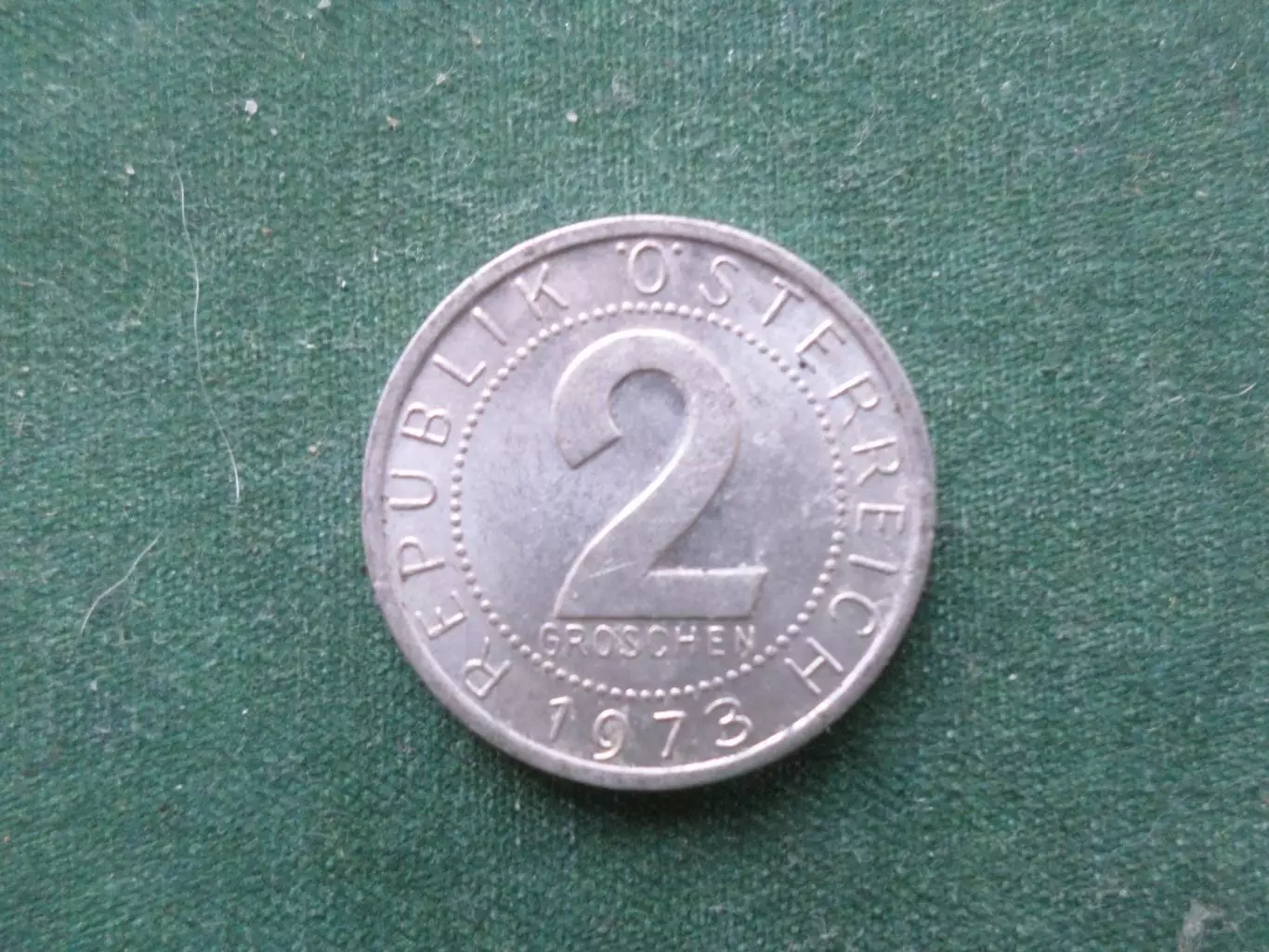 Монета 2 гроша Австрия 1973 г