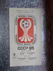 программа СССР - Нигерия, Испания - Бразилия финал Чемпионата мира юниоры 1985 г