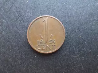 Монеты 1 цент Нидерланды 1954 г