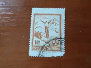 марки Аргентина Прыжки с трамплина лыжи 1971 г гаш