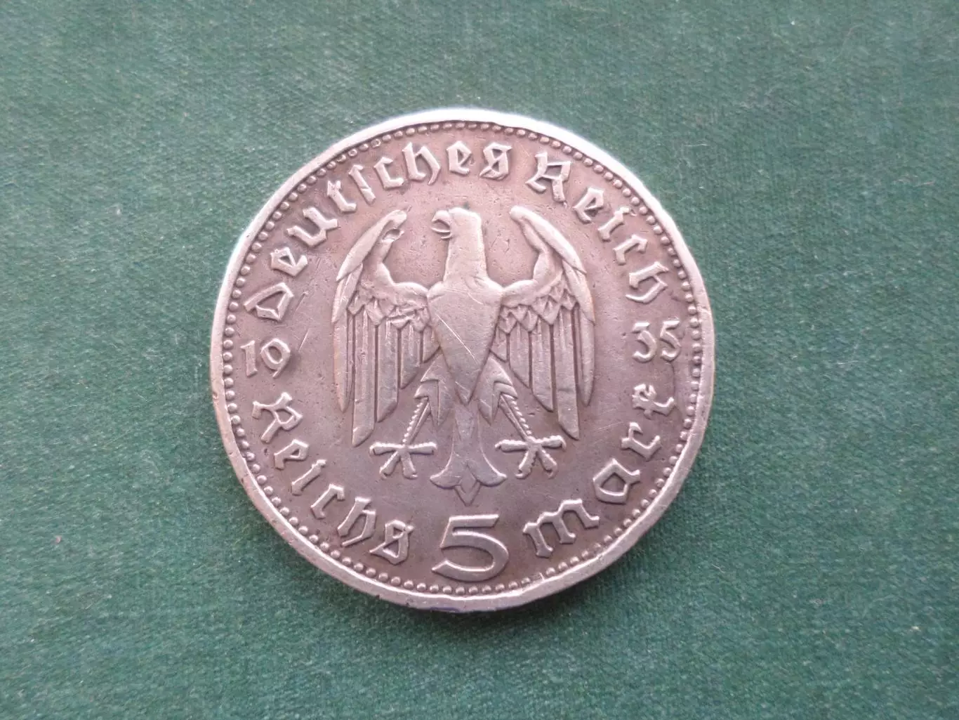 Монета 5 марок рейх Германия 1935 г серебро 1