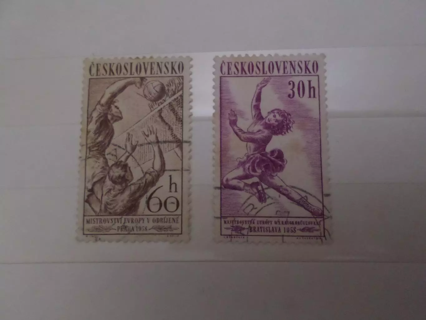 марки Чехословакия Чемпионаты Европы волейбол и фигурное катание 1958 г гаш