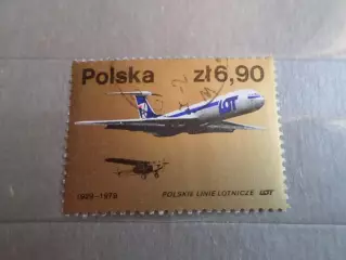 Марки Польша авиация 50 лет авиакомпании ЛОТ 1979 г гаш