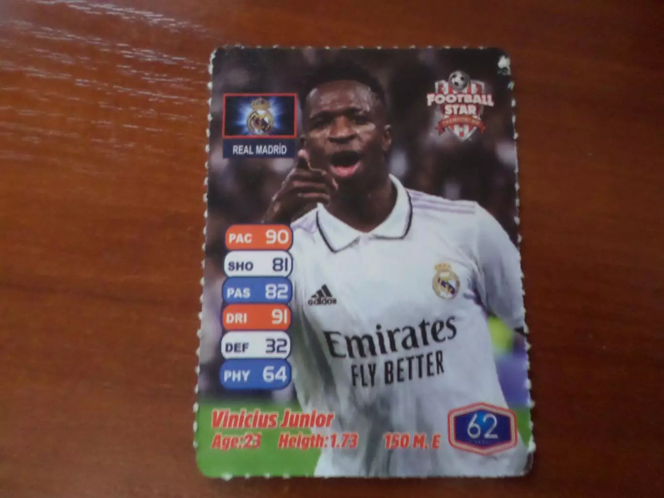 карточка Футбол Винисиус Жуниор Реал Мадрид