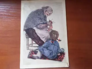 открытка Бабушка и внучка 1947 г подпис