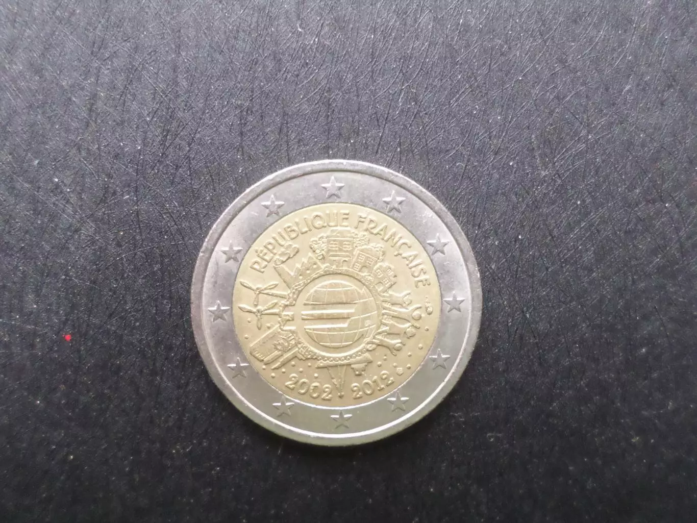 Монета 2 евро Франция 10 лет введения Евро