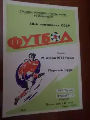 программа СКА Ростов-на-Дону - Кузбасс Кемерово 1977 г