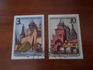 Марки СССР Коломенский и Псковский кремль 1971 г гаш