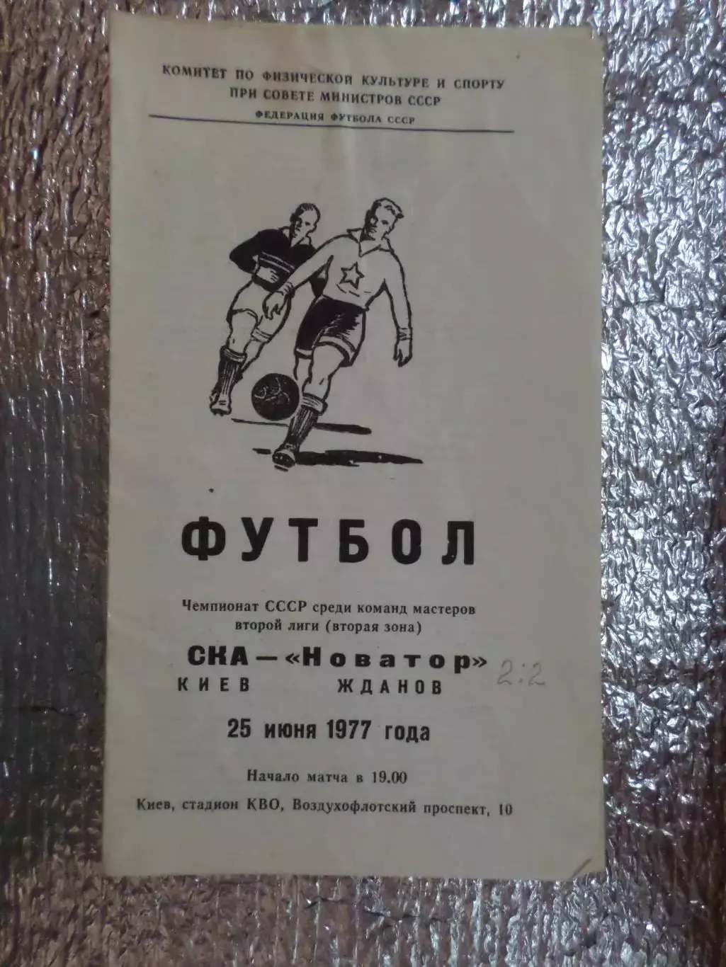 программа СКА Киев - Новатор Жданов 1977 г