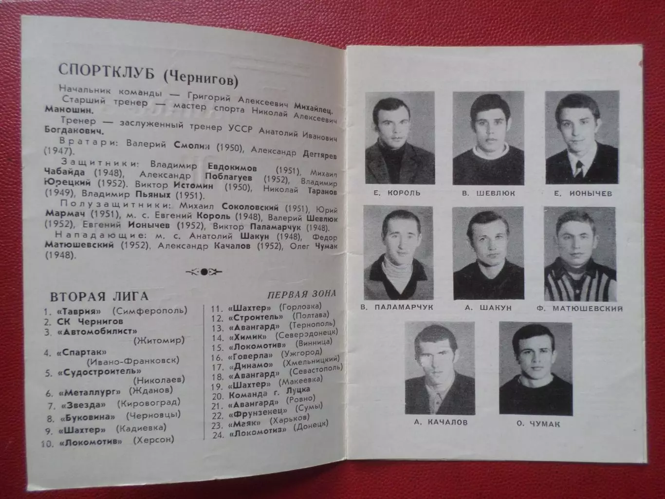 программа сезона СК Чернигов 1972 г 1