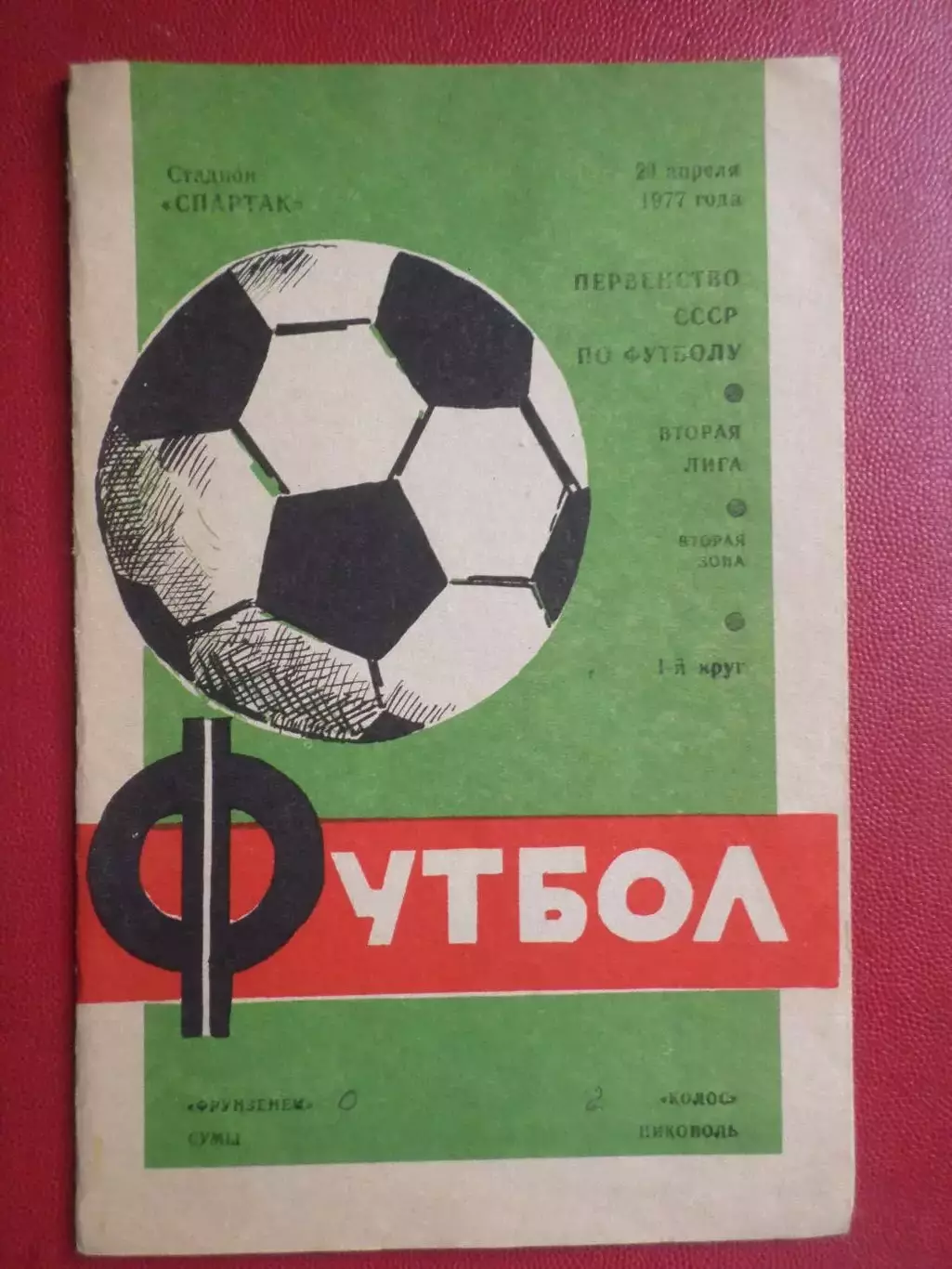 программа Фрунзенец Сумы - Колос Никополь 1977 г