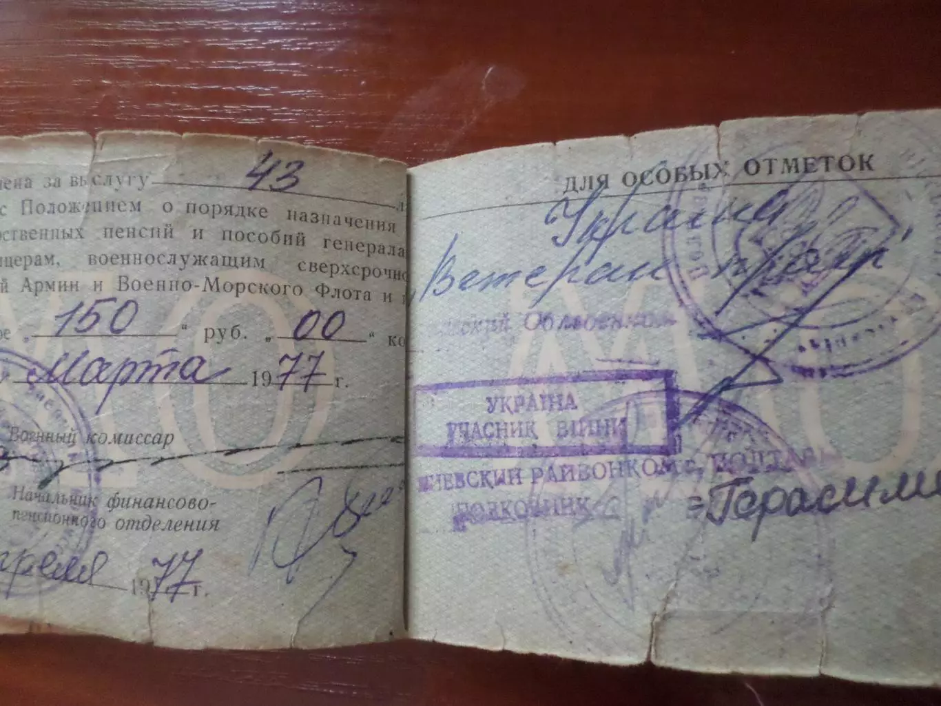 пенсионное удостоверение Министерство обороны СССР 1